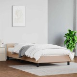 vidaXL Cadru de pat cu tăblie, cappuccino, 80x200 cm, piele ecologică