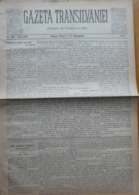 Gazeta Transilvaniei , Numar de Dumineca , Brasov , nr. 198 , 1907 foto