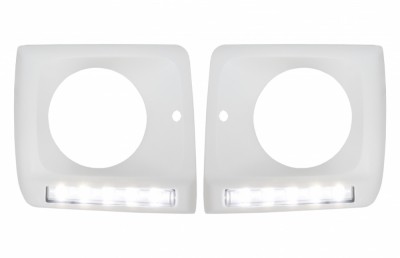 Carcasa faruri cu Lumini de zi dedicate LED DRL Mercedes G-class W463 (1989-2012) G65 Design Crom Performance AutoTuning foto
