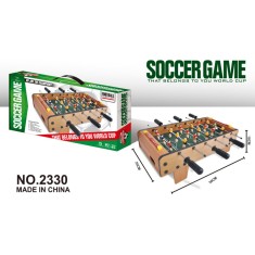 Masa de fotbal cu teren Flippy, 6 manere, cu Tablou Scor, din Metal, Lemn si ABS, 50x25.5x7 cm, cu Picioare Scurte, Design Multicolor, pentru copii/ad
