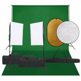 VidaXL Kit studio foto cu set de lumini, fundal și reflector