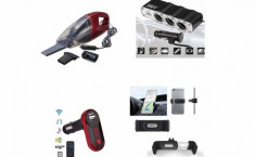 Pachet auto: Modulator FM mp3 + Aspirator + Priza bricheta tripla cu USB + Suport telefon foto