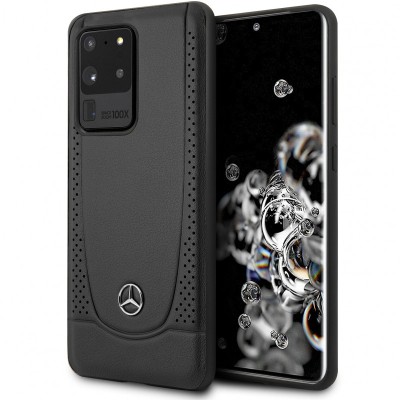 Husa Piele MERCEDES Perforation pentru Samsung Galaxy S20 Ultra G988 / Samsung Galaxy S20 Ultra 5G G988, Neagra MEHCS69ARMBK foto
