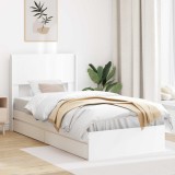 vidaXL Cadru de pat cu depozitare și tăblie Alb 90 x 200 cm 3414413