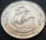 Cumpara ieftin Moneda exotica 1 DOLAR - INSULELE CARAIBE de EST, anul 2004 * Cod 3667, America Centrala si de Sud