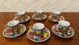 SET DE 6 CESCUTE EXPRESSO CU 6 FARFURIOARE DIN PORTELAN CHINEZESC, PICTAT MANUAL