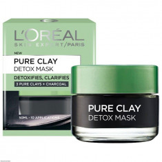 Masca revitalizanta pentru iluminarea tenului cu extract de carbune L Oreal Paris Pure Clay Detox Mask 50 ml foto