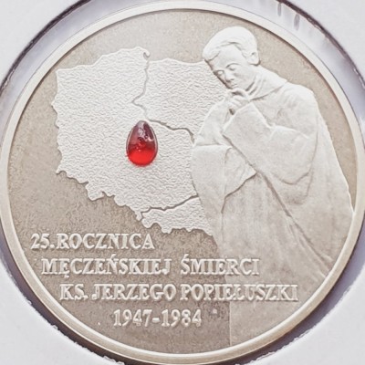 637 Polonia 10 zlote 2009 Death of Father Jerzy Popiełuszko km 701 UNC argint foto