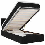 Cumpara ieftin Cadru de pat otoman cu saltea tesatura neagra 90x190cm