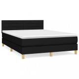 Cumpara ieftin Pat box spring cu saltea, negru, 140x190 cm, textil