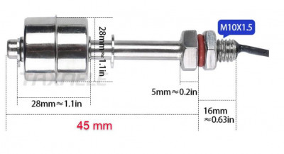 Senzor nivel inox apa lichid plutitor bazin ulei ars 45 mm foto