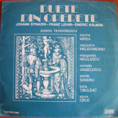 Disc Vinil J. Strauss, F. Leh&amp;aacute;r, E. Kalm, D. Teodorescu - -Electrecord-ECE 02056 foto