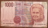 B11 1 - Bancnota foarte veche - Italia - 1000 lire - 1990