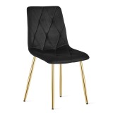 Scaun bucatarie/living, Artool, Libra, catifea, metal, negru si auriu, 45x54x86.5 cm