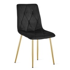 Scaun bucatarie/living, Artool, Libra, catifea, metal, negru si auriu, 45x54x86.5 cm