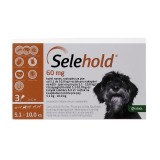 Selehold Dog 60 mg antiparazitar extern si intern caini talie mica (5.1-10 kg),
