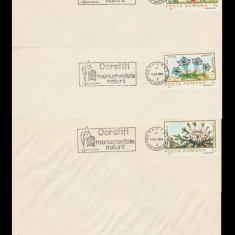 1986 Romania - Set 3 plicuri Ocrotiti monumentele naturii, stampila Radauti