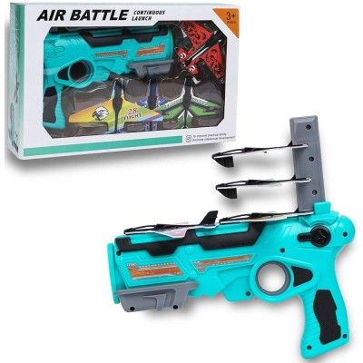 Set Arma de jucarie tip lansator de avioane, Air Battle, Turcoaz foto