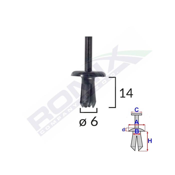 Clips Fixare Pentru Volvo 6X14mm - Negru Set 10 Buc 133499 A82013-RMX