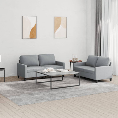 Gossi set de canapele cu perne, 2 piese, gri deschis, textil foto