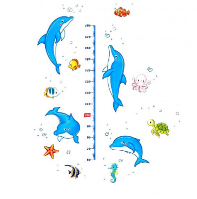 Sticker decorativ, Masuratoare cu Delfini, 160 cm, 1404ST foto