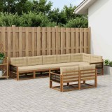 vidaXL Set de canapele de exterior cu pernă 8 pcs Natural și Bej 3382666