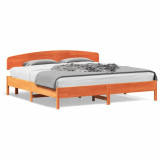 Cadru de pat cu tablie, maro ceruit, 180x200 cm, lemn masiv pin GartenMobel Dekor, vidaXL