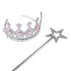 Set Baghetă și Tiara, Argintie, Cu Pietre Roz, 34 cm și 8 cm, Plastic, Oem