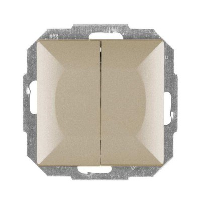 Intrerupator dublu Abex Perla WP-2P SA, incastrat, satin foto