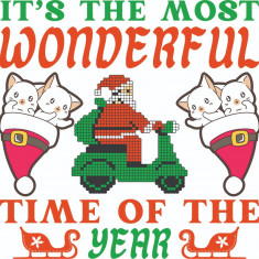Sticker decorativ, It's the most wonderful time of the year , Rosu, 60 cm, 7016ST