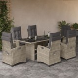 VidaXL Set mobilier de grădină cu perne, 7 piese gri deschis poliratan