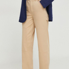 Pepe Jeans pantaloni Betsy femei, culoarea bej, drept, medium waist