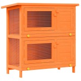 Cusca de iepuri pentru exterior, cusca pentru animale mici, cu 4 usi, din lemn