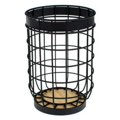 Suport Tacamuri Rotund Metalic Negru cu Baza din Lemn &amp;Oslash;12x17cm foto