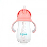 Cana cu Pai Tritan U-Grow Roz 300ml, Anti-Scurgere, Fara BPA, Ergonomica