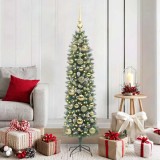 VidaXL Copac Artificial Slăb de Crăciun cu 150 LED Verde și alb 150 cm 3395285