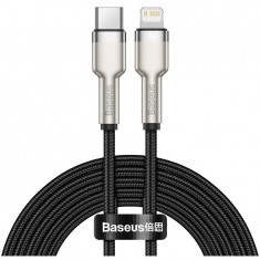 Cablu de date Baseus Cafule Series, Type-C la tip Lightning, Metal Black