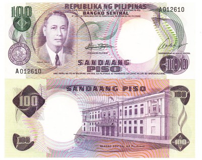 Filipine 100 Piso 1969 P-147a UNC foto
