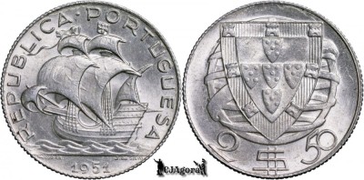 1951, 2,50 Escudos - Portugalia foto