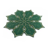 Suport farfurie Craciun textil verde auriu &Oslash; 34,5 cm