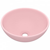 Chiuvetă baie lux, roz mat, 32,5x14 cm, ceramică, rotund