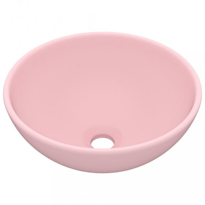 Chiuvetă baie lux, roz mat, 32,5x14 cm, ceramică, rotund foto