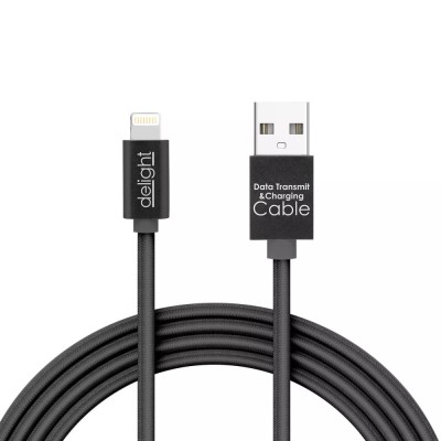 Cablu de date iPhone lightning 1m negru cu iluminare LED rosu delight foto