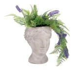 Cumpara ieftin Vaza ceramica cu plante artificiale verzi mov 18 x 18 x 32 cm