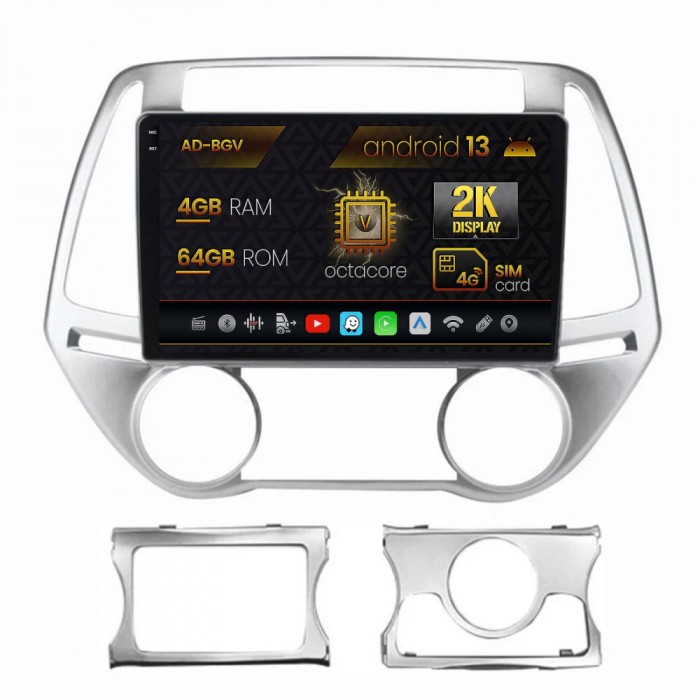 Navigatie Hyundai I20 (2012-2014), Android 13, V-Octacore 4GB RAM + 64GB ROM, 9.5 Inch - AD-BGV9004+AD-BGRKIT218
