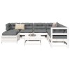VidaXL Set canapea de grădină, 8 piese, alb, lemn masiv de pin 3250557