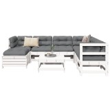 Gossi set canapea de gradina, 8 piese, alb, lemn masiv de pin