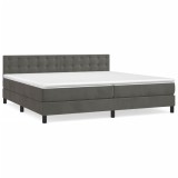Cumpara ieftin Pat box spring cu saltea, gri inchis, 200x200 cm, catifea