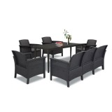 Set mobilier de gradina Leziter Venus III, 7 locuri, grafit, cu perne