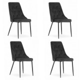 Cumpara ieftin Set 4 scaune bucatarie/living, Artool, Imola, catifea, metal, negru, 48.5x61x93.5 cm